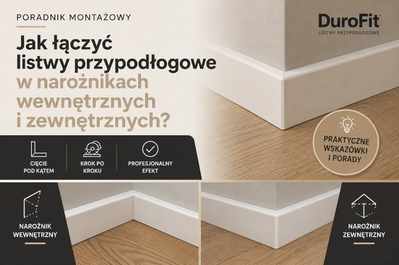Jak łączyć listwy przypodłogowe w narożnikach? Poradnik montażowy DuroFit Jak łączyć listwy przypodłogowe w narożnikach? Poradnik montażowy DuroFit
